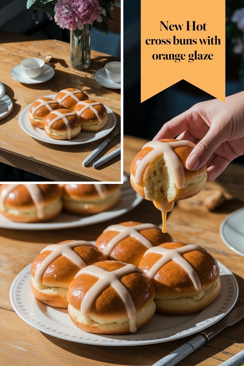 hot cross buns with orange glaze