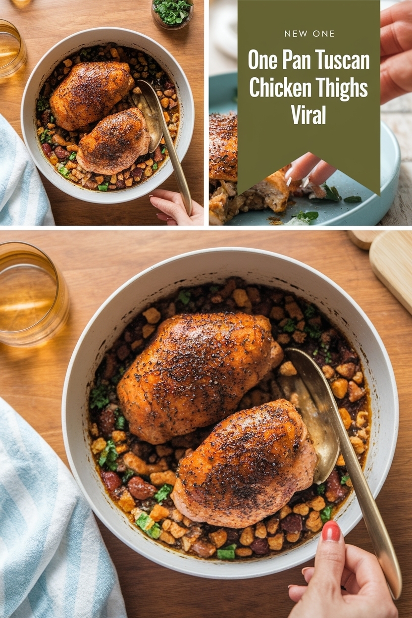 one pan tuscan chicken thighs viral