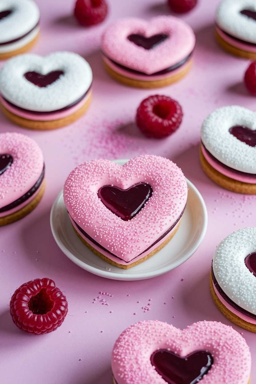 valentine linzer cookies raspberry jam