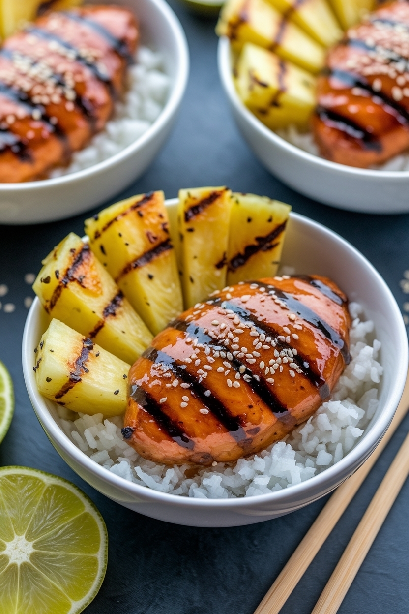 hawaiian chicken pineapple bowls teriyaki