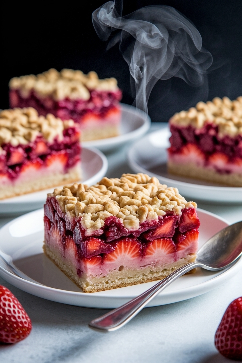 strawberry rhubarb crisp bars