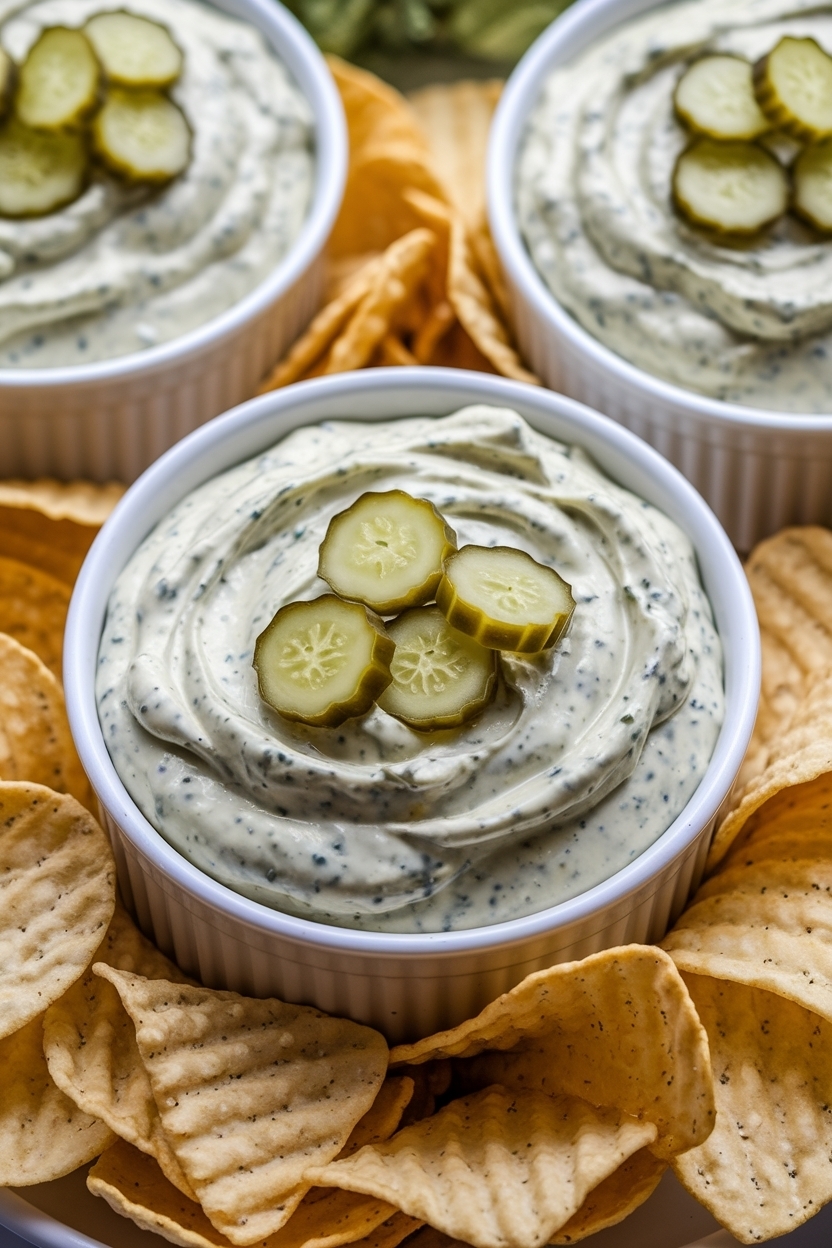 pickle ranch dip with chips