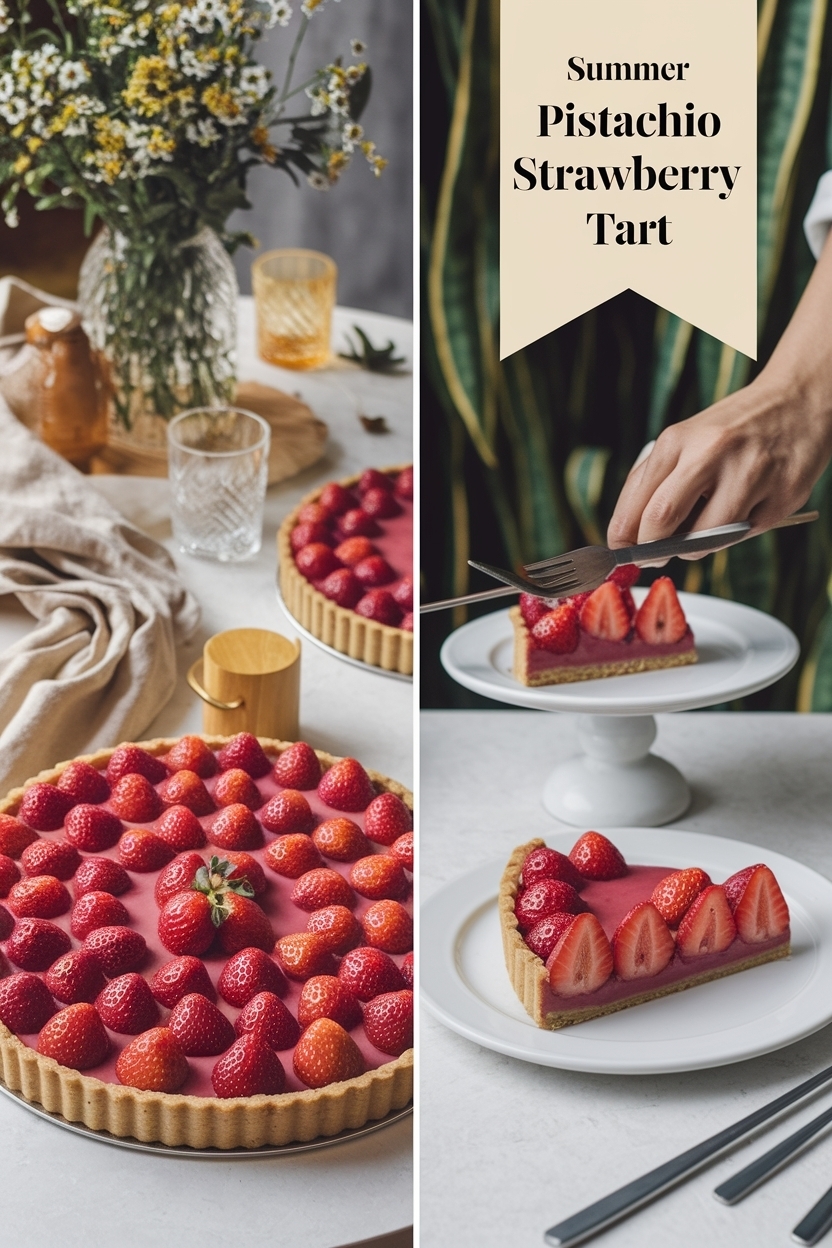 pistachio strawberry tart