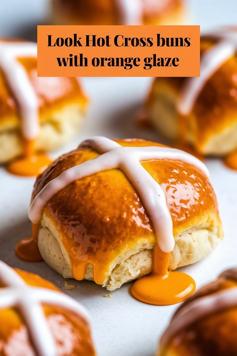hot cross buns with orange glaze