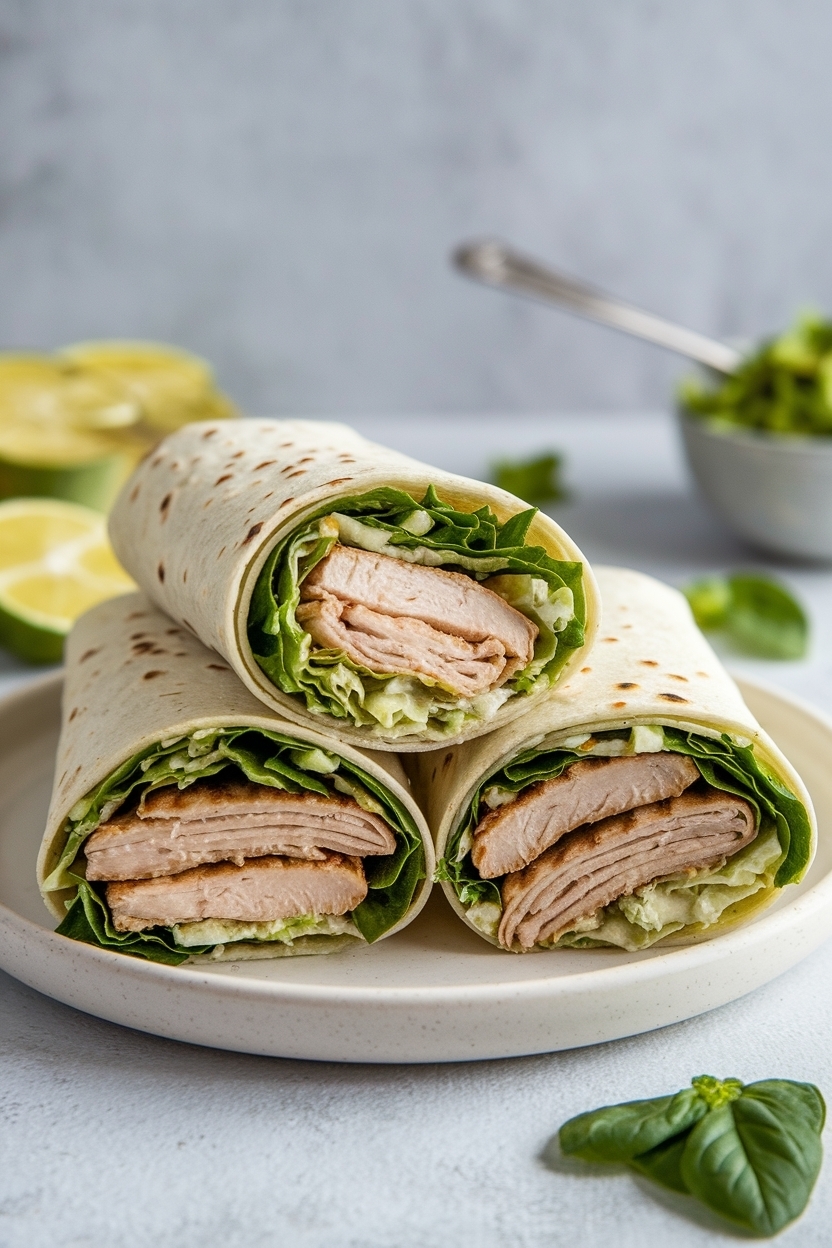 grilled chicken caesar salad wraps