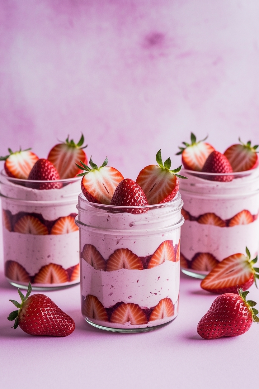 no bake strawberry cheesecake jars valentine