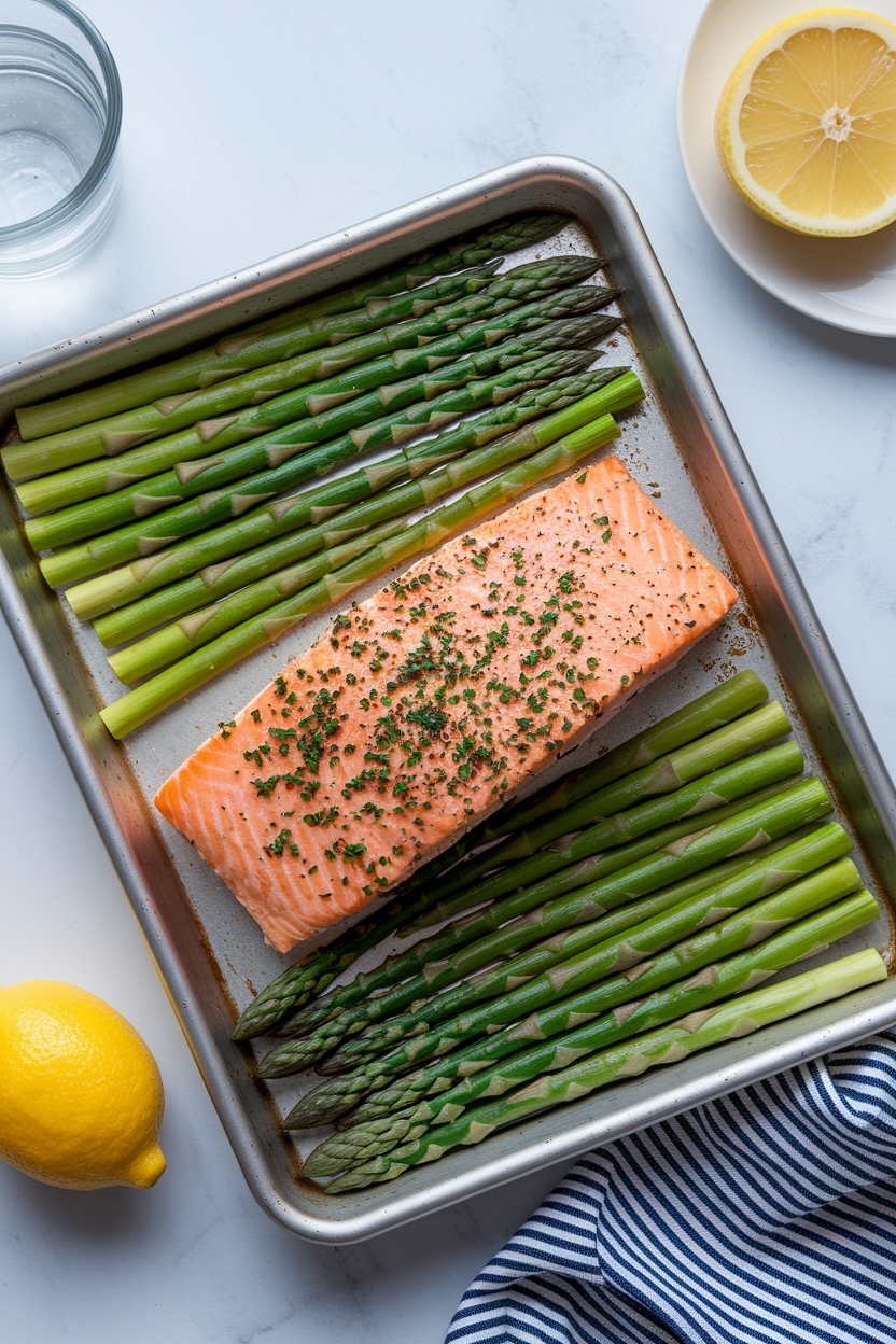 lemon garlic salmon with asparagus sheet pan