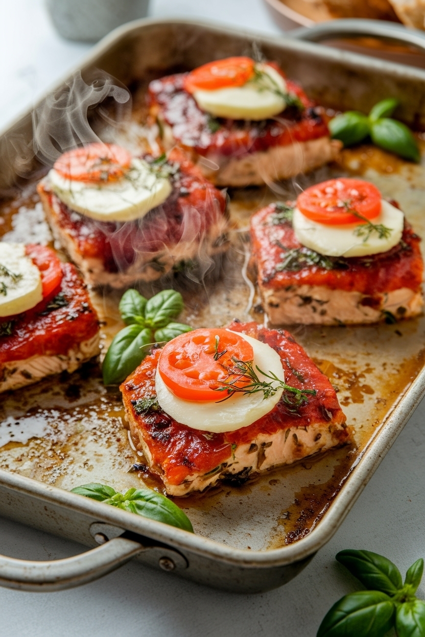 caprese chicken sheet pan
