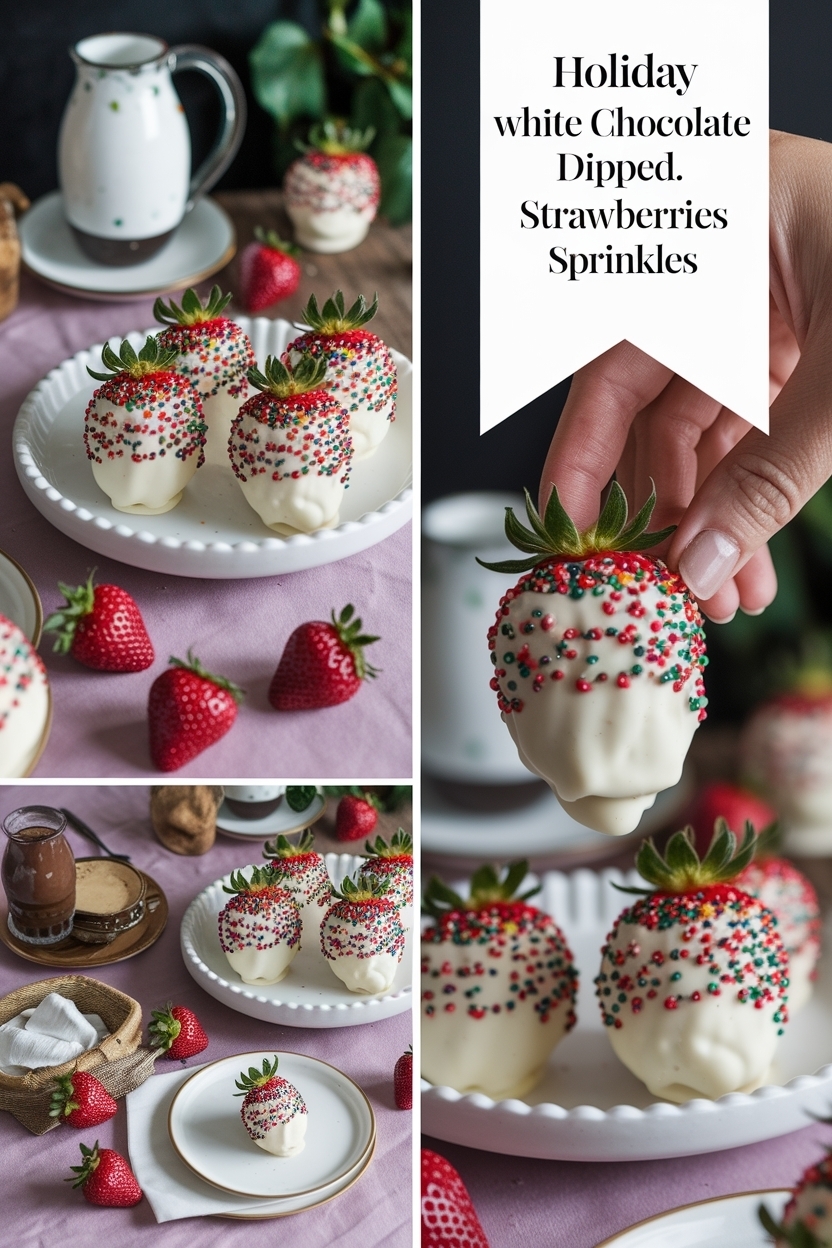 white chocolate dipped strawberries sprinkles
