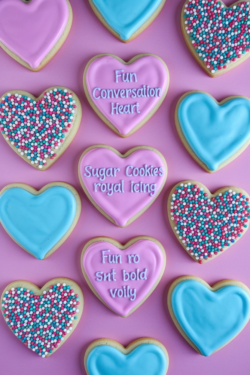 conversation heart sugar cookies royal icing