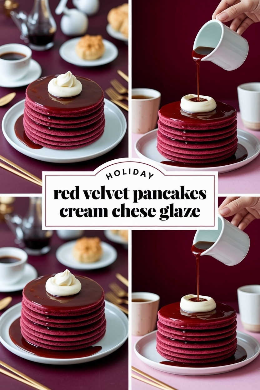 red velvet pancakes cream cheese glaze