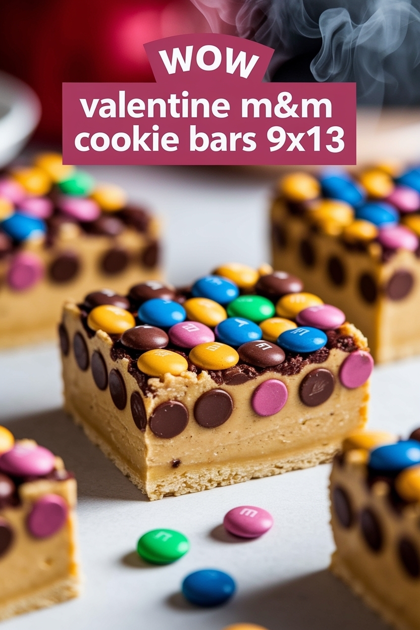 valentine m&m cookie bars 9x13