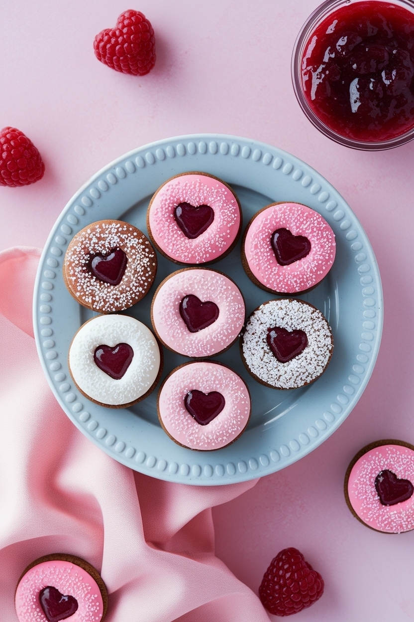 valentine linzer cookies raspberry jam