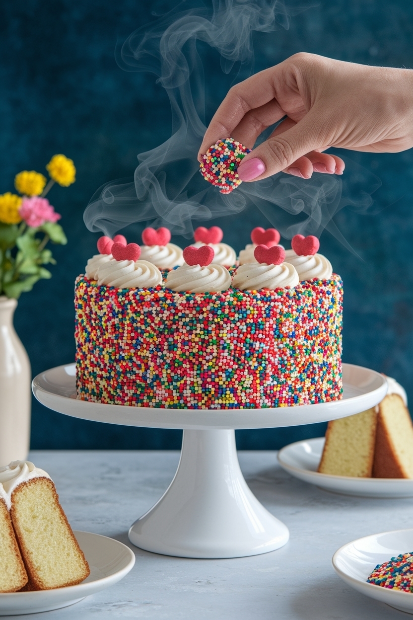 mini heart fault line cake sprinkles