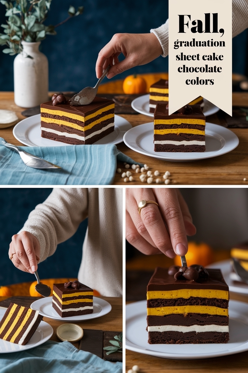 graduation sheet cake chocolate school colors