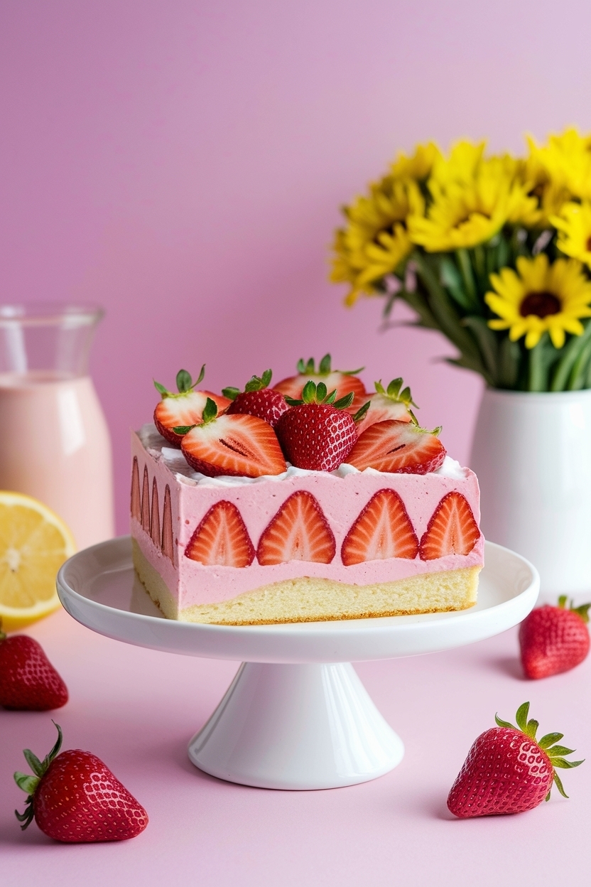 strawberry lemonade sheet cake spring