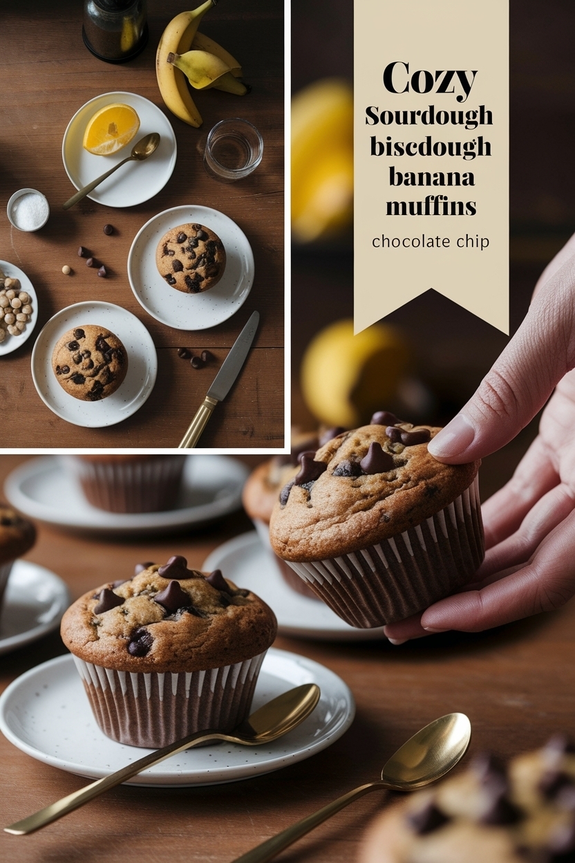 sourdough discard banana muffins chocolate chip