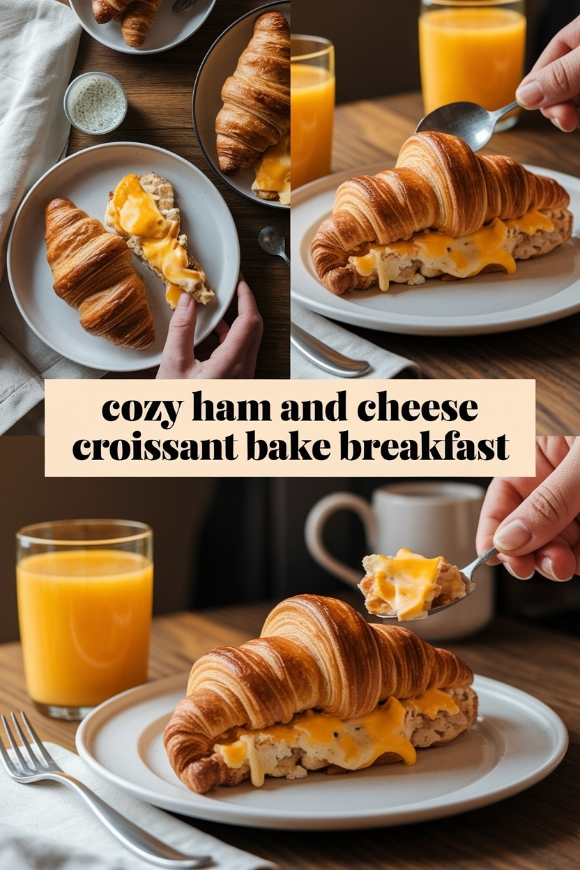 ham and cheese croissant bake breakfast