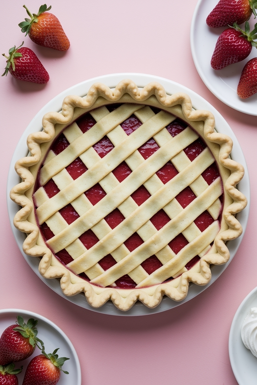 strawberry rhubarb pie lattice crust