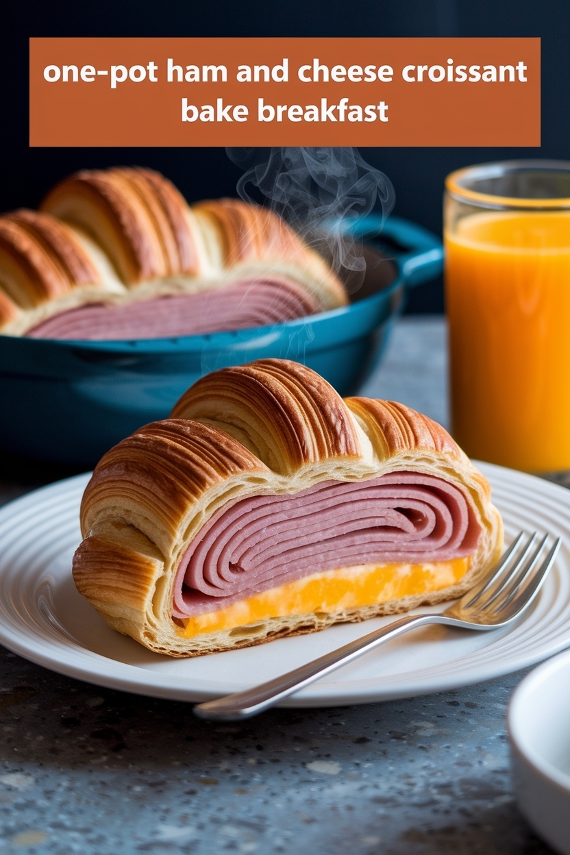 ham and cheese croissant bake breakfast