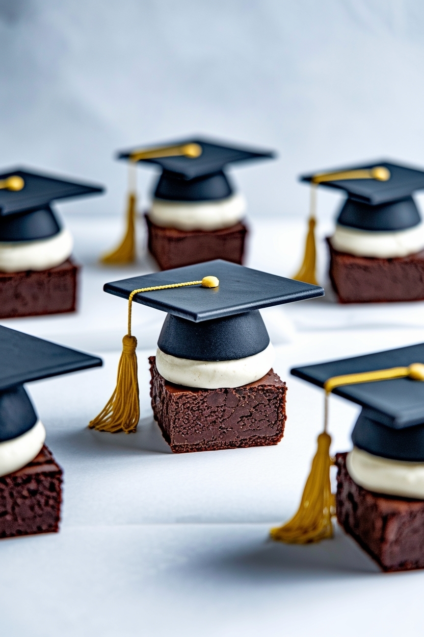 graduation brownie bites with caps
