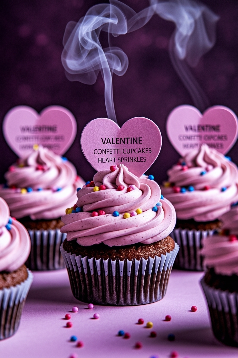valentine confetti cupcakes heart sprinkles