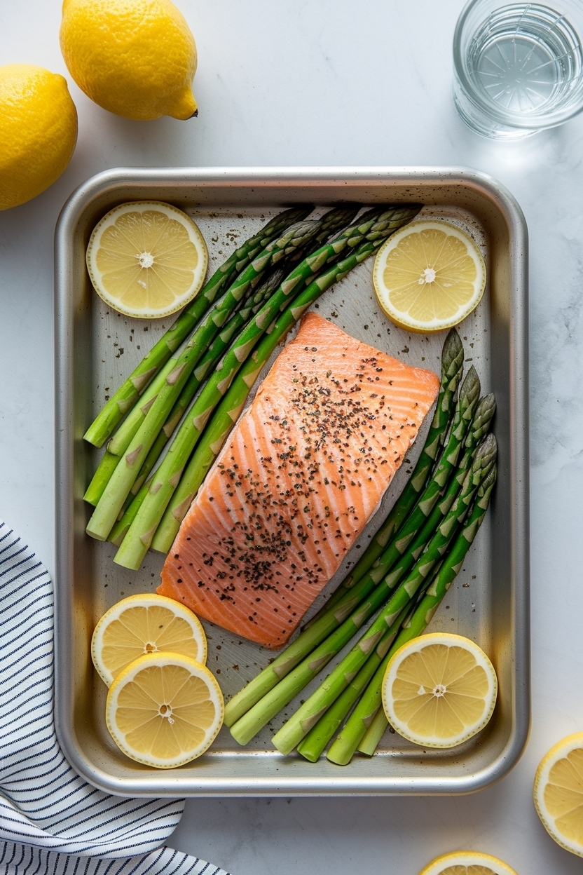 lemon garlic salmon with asparagus sheet pan