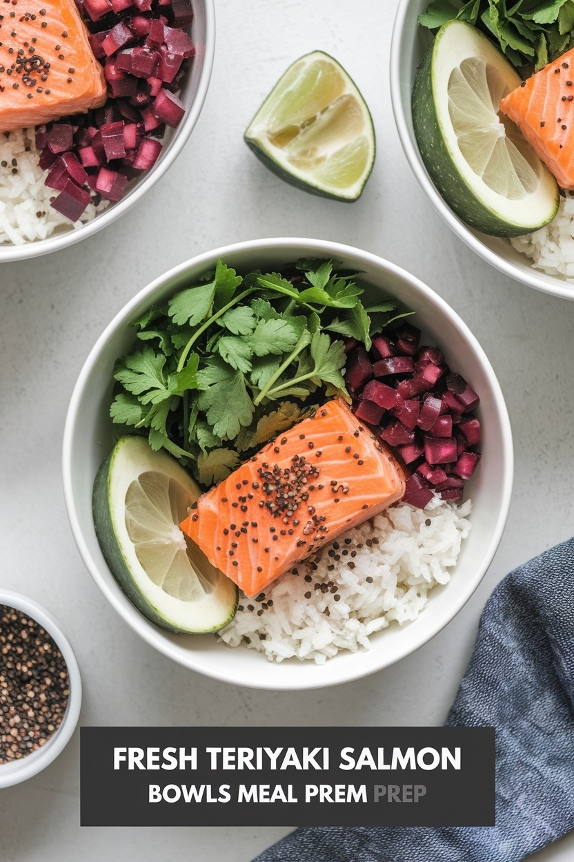teriyaki salmon bowls meal prep