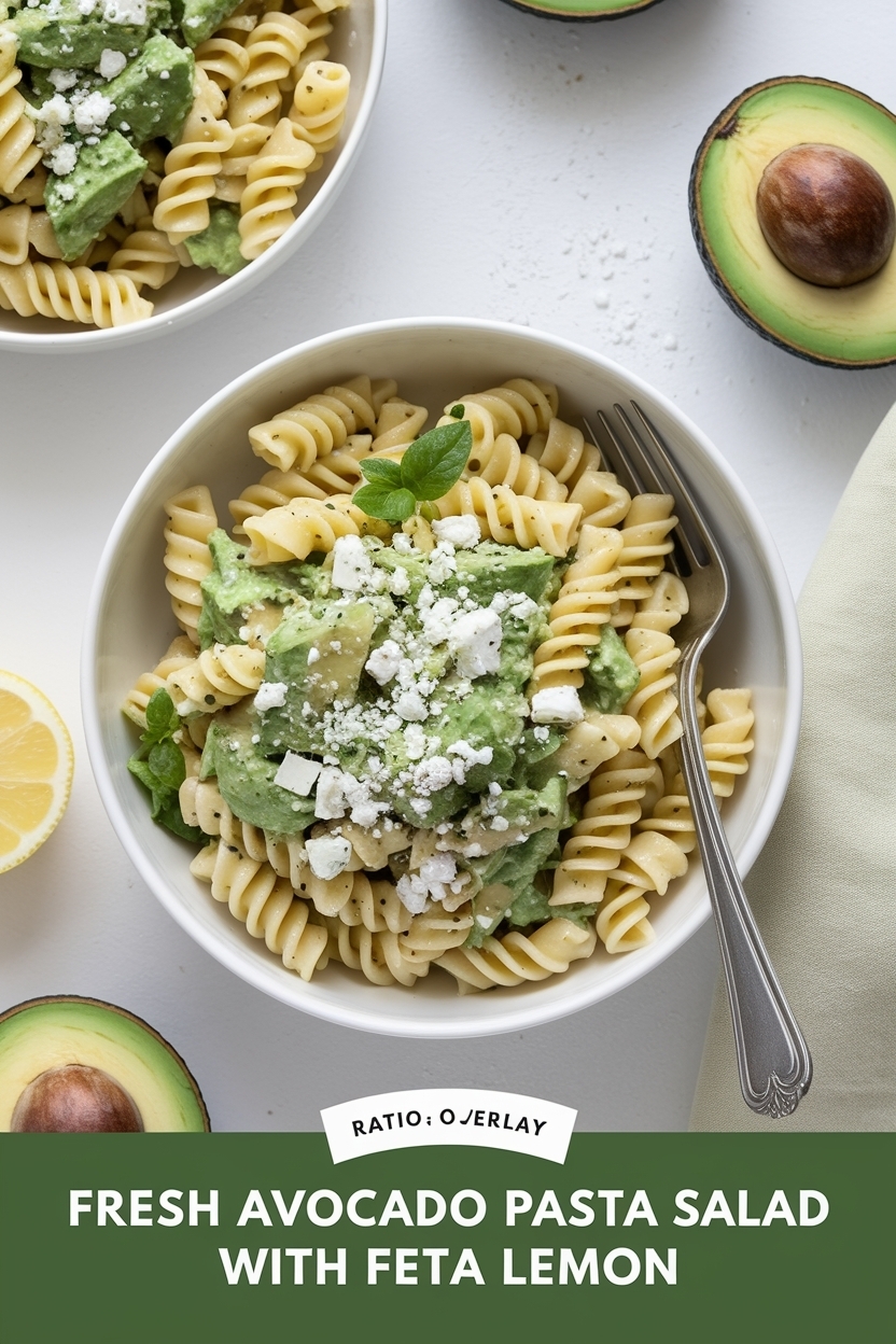 avocado pasta salad with feta lemon