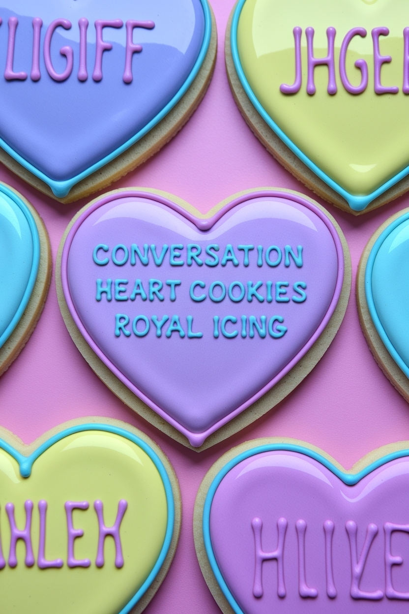 conversation heart sugar cookies royal icing