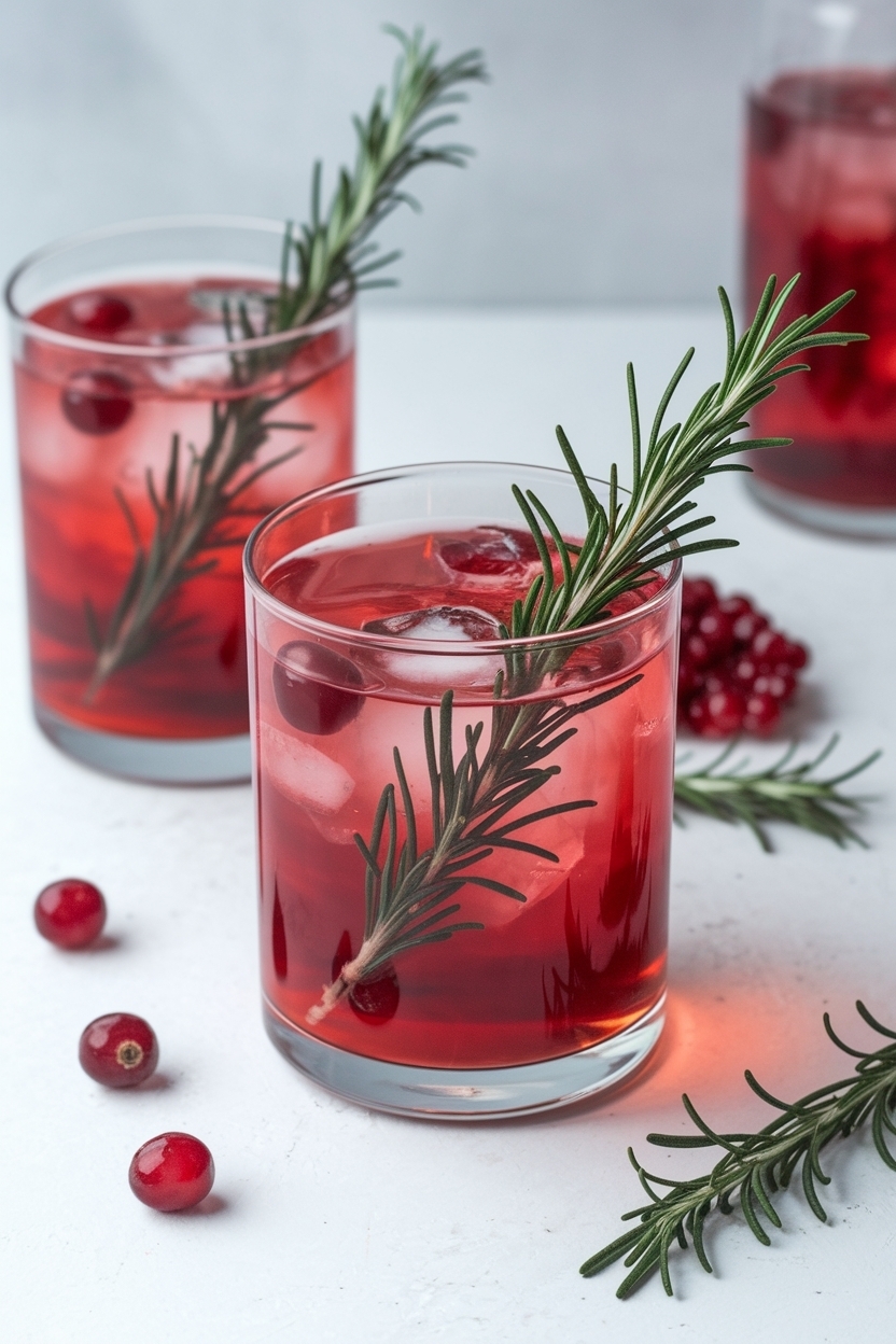 cranberry rosemary spritz mocktail