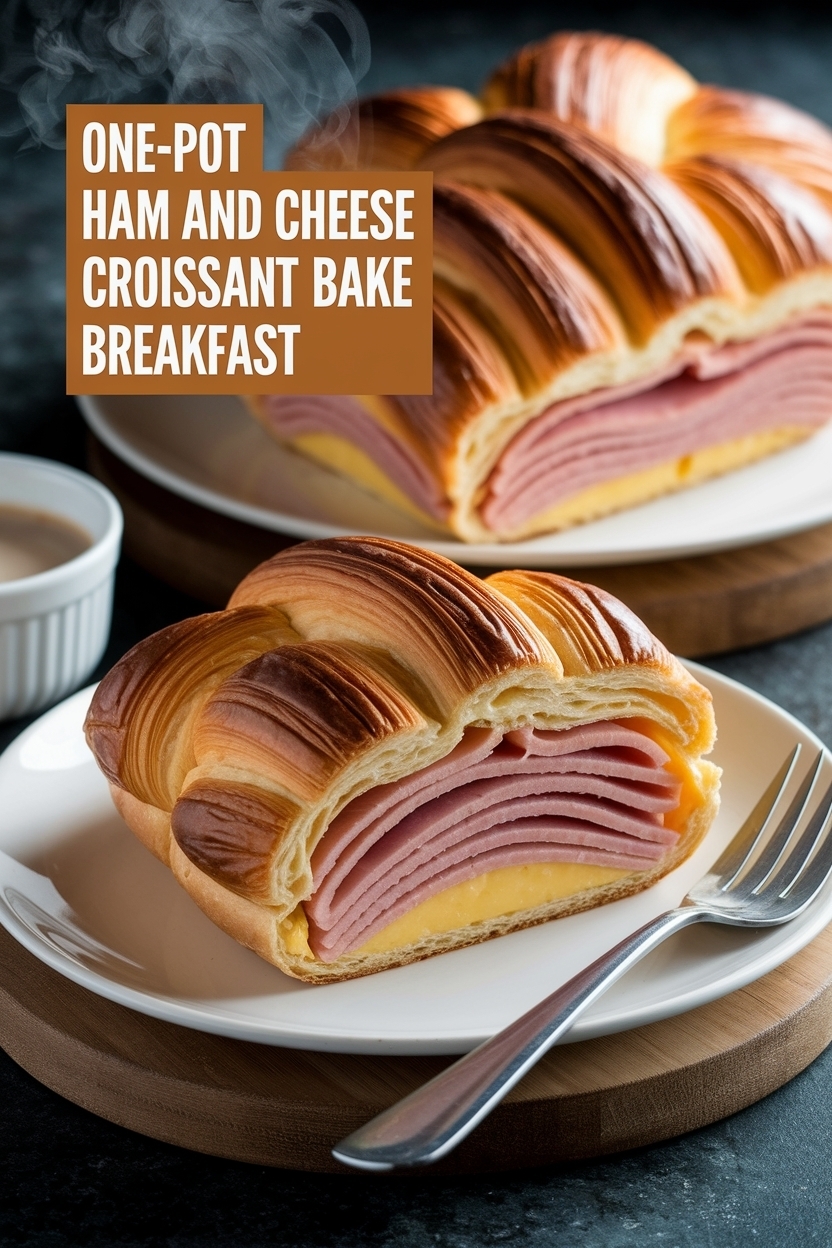 ham and cheese croissant bake breakfast
