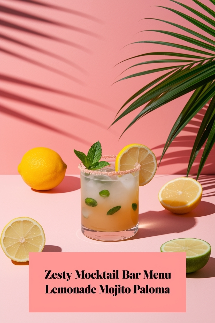 mocktail bar menu lemonade mojito paloma