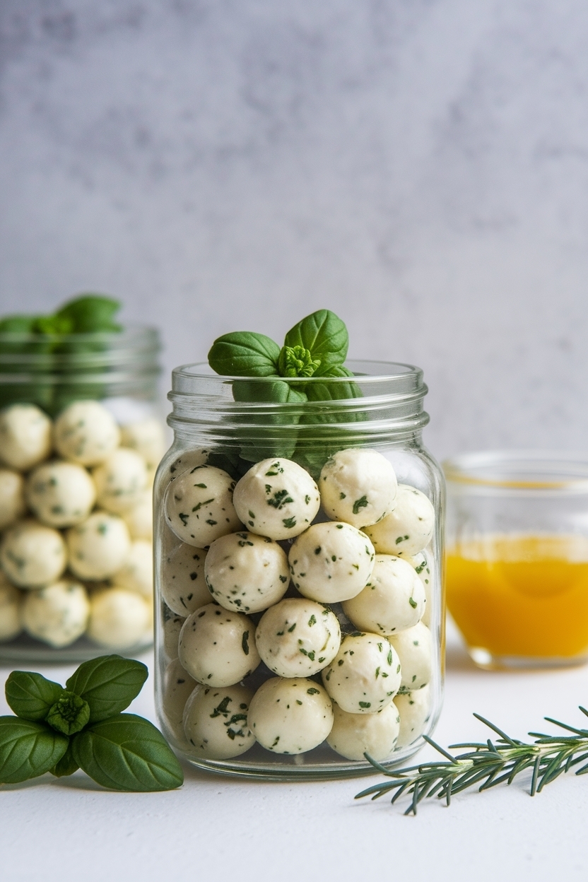 marinated mozzarella balls garlic herb jar