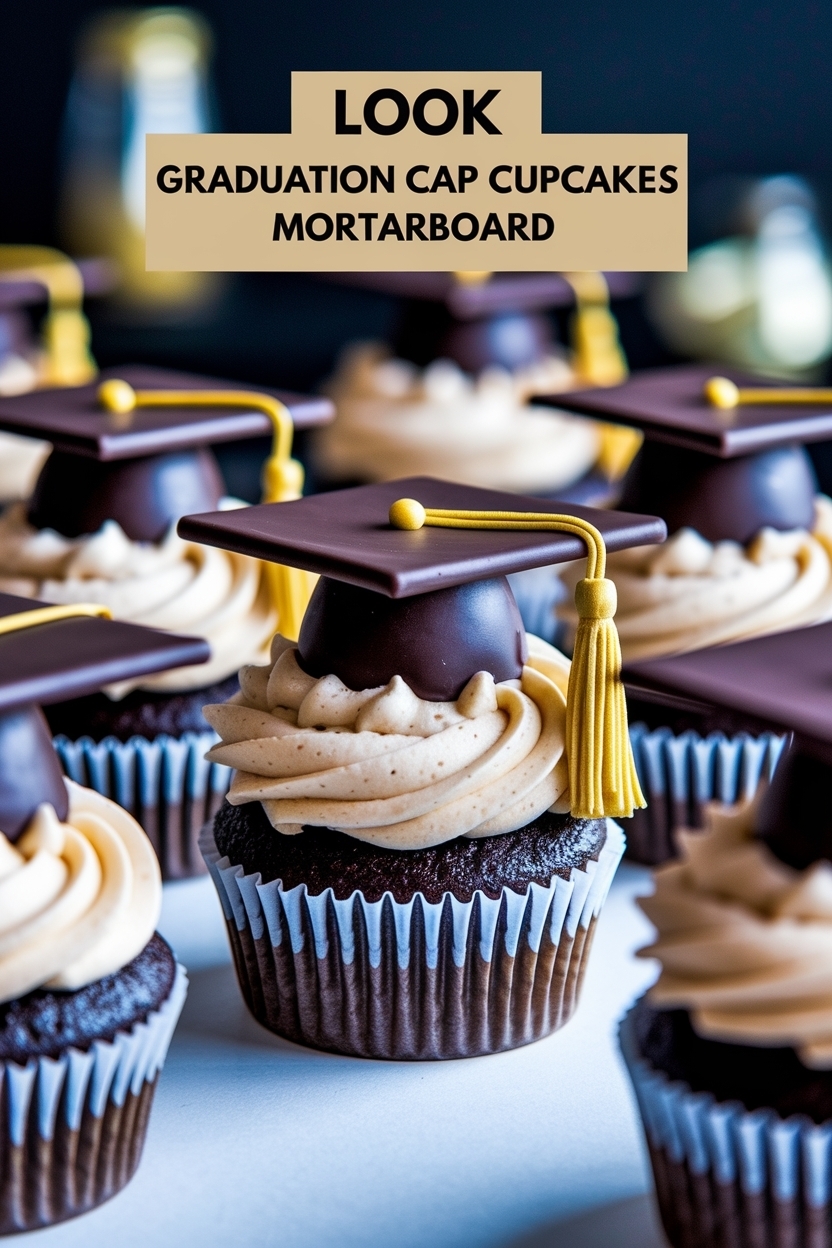graduation cap cupcakes mortarboard