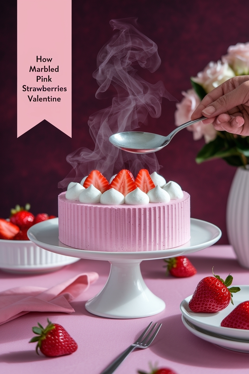 marbled pink strawberries valentine