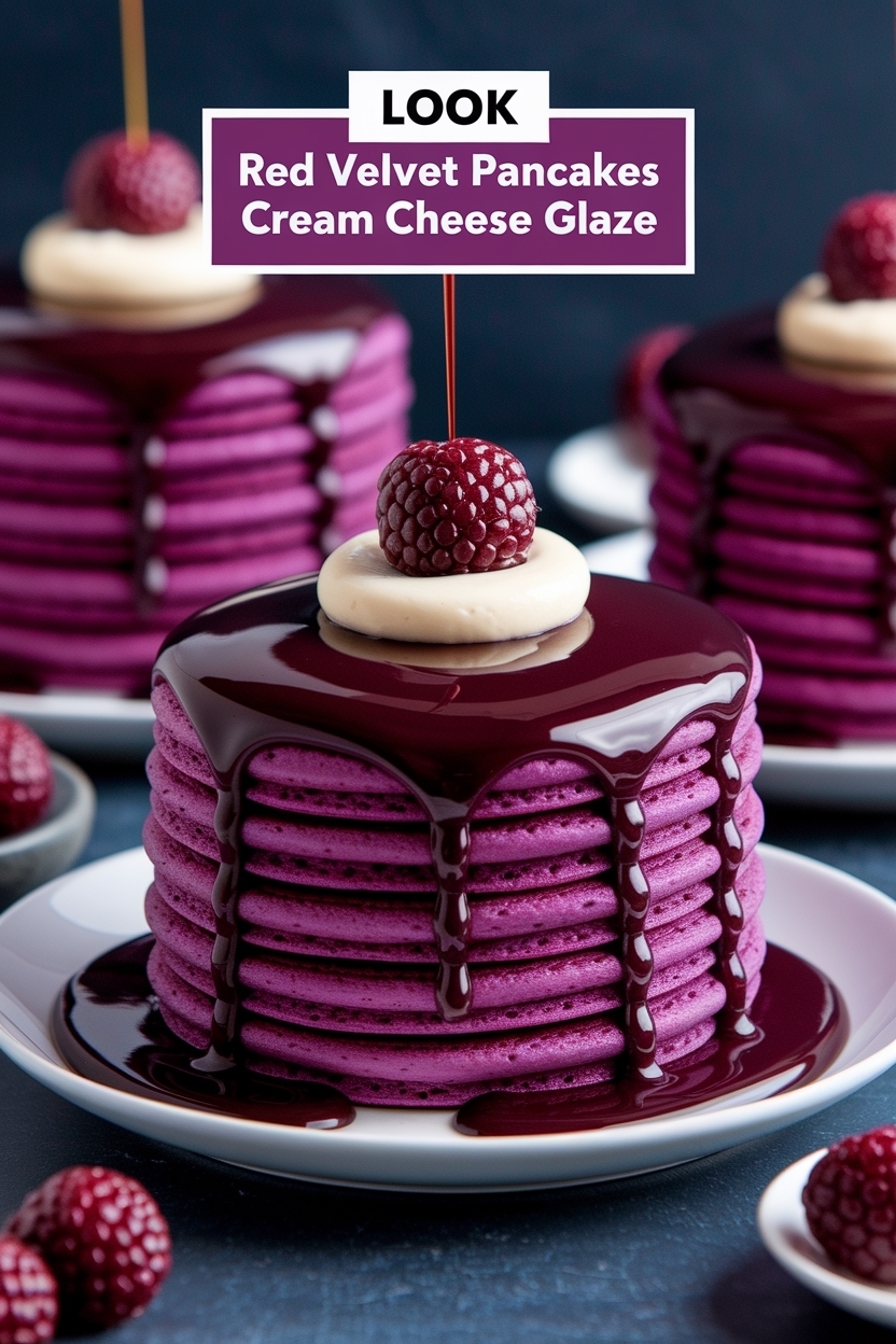 red velvet pancakes cream cheese glaze