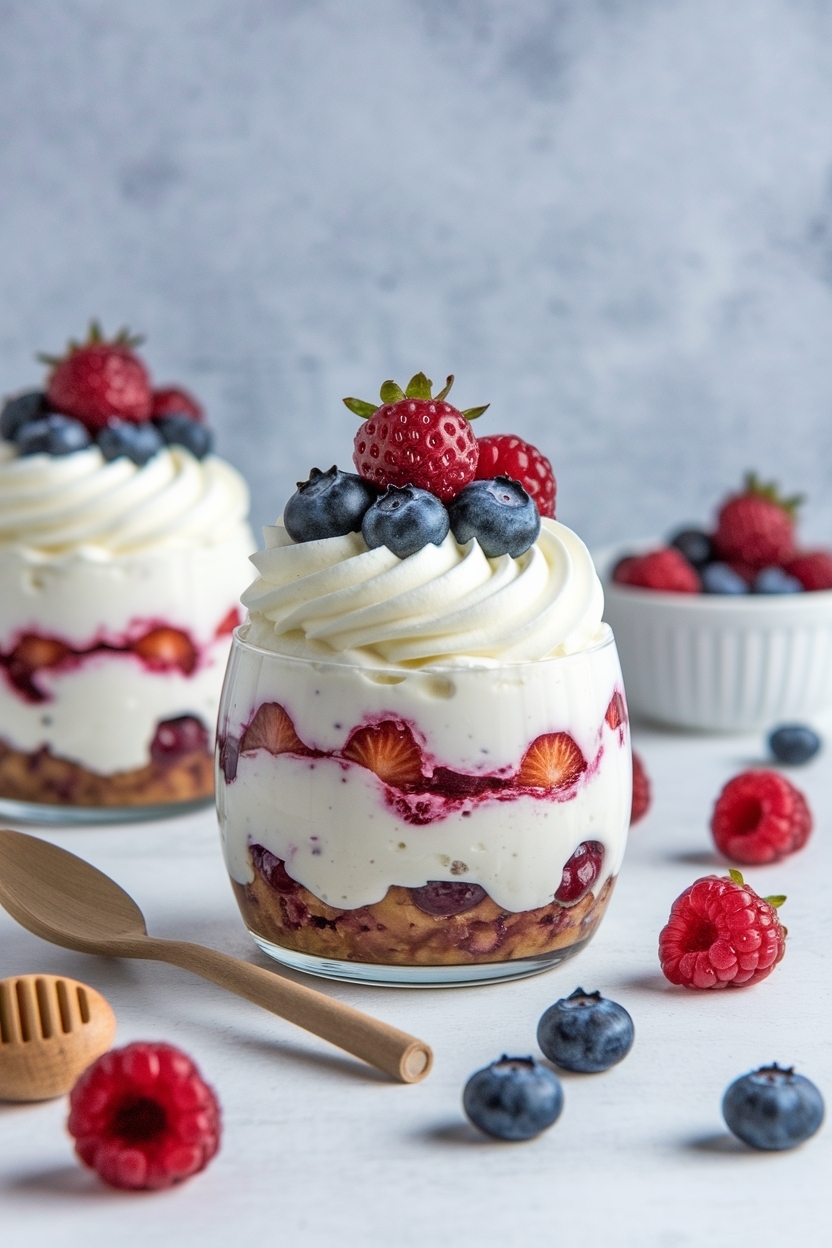 whipped greek yogurt dessert honey berries