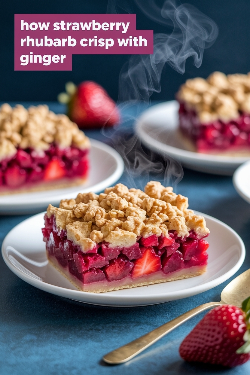 strawberry rhubarb crisp with ginger
