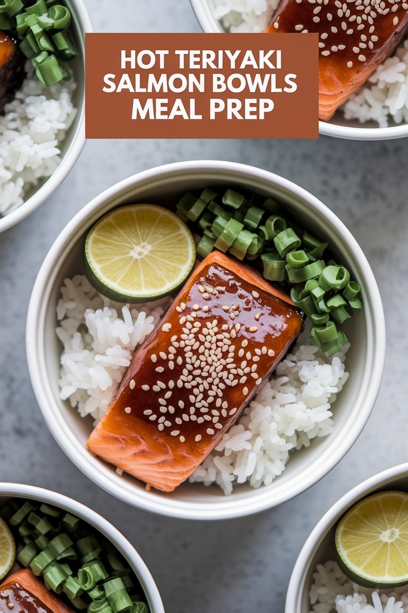 teriyaki salmon bowls meal prep