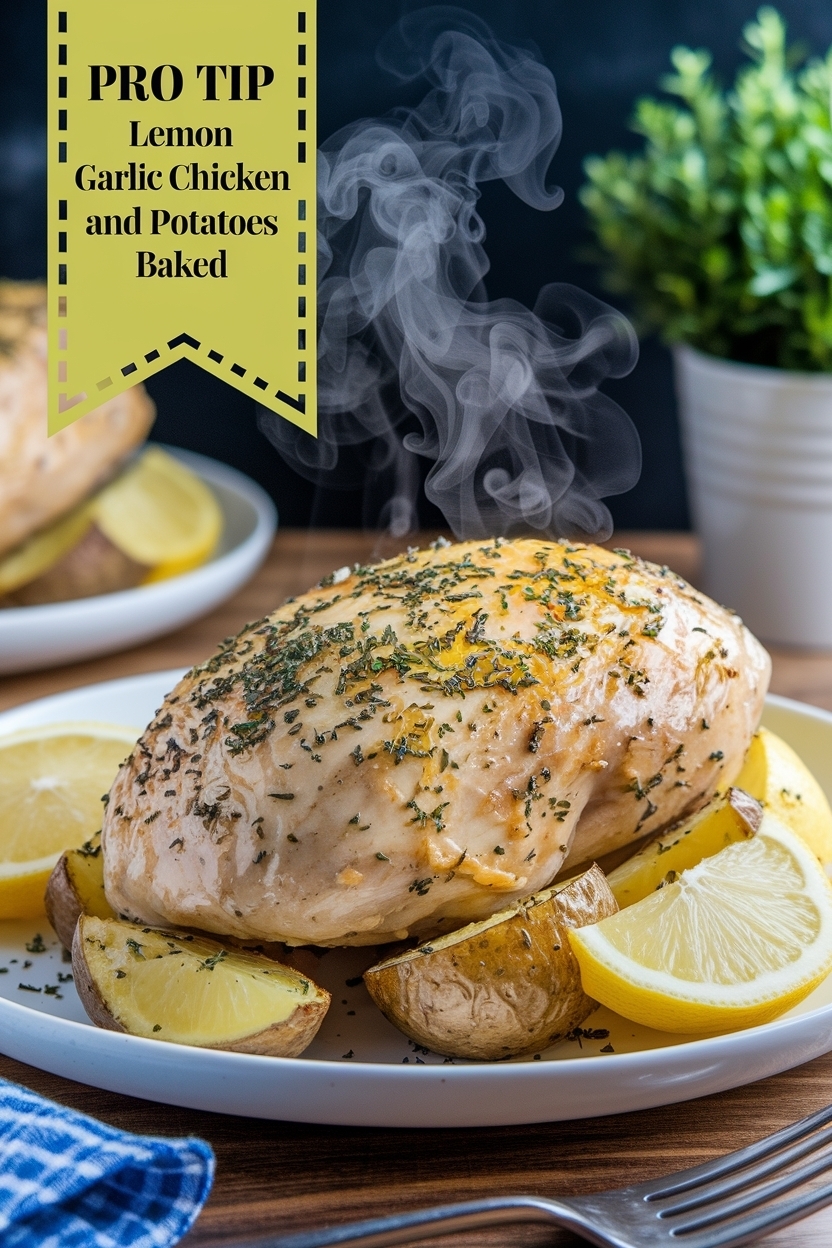 lemon garlic chicken and potatoes baked