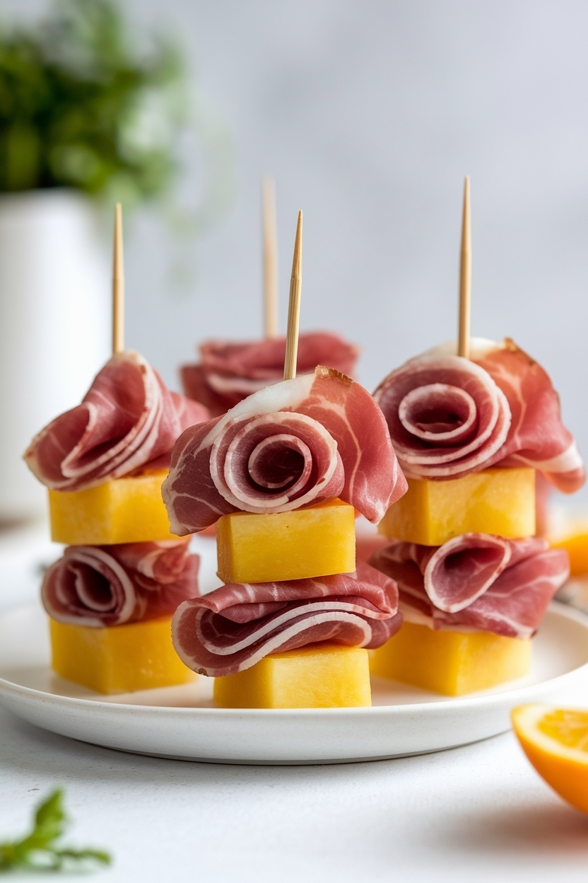 prosciutto melon skewers