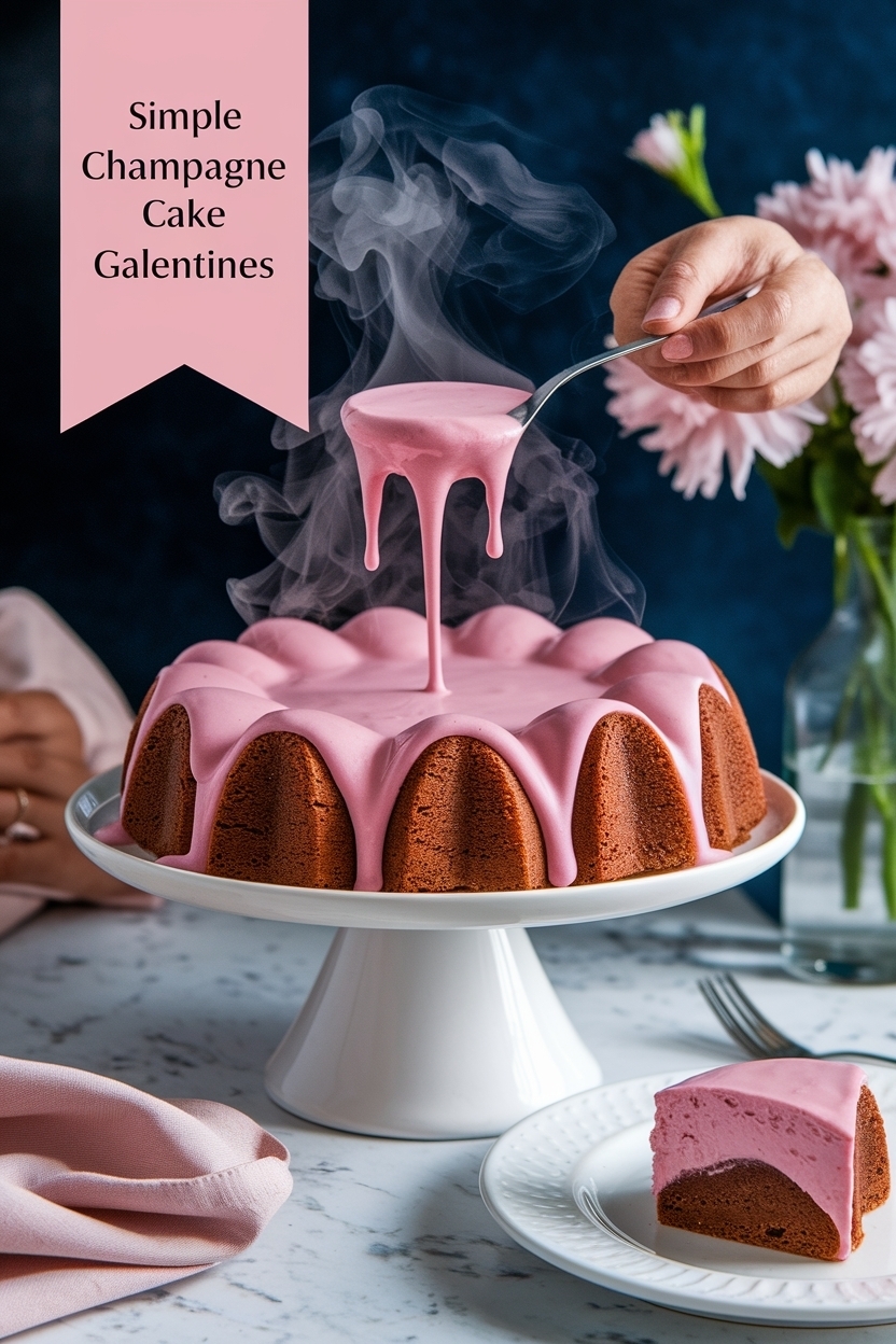 pink champagne cake galentines