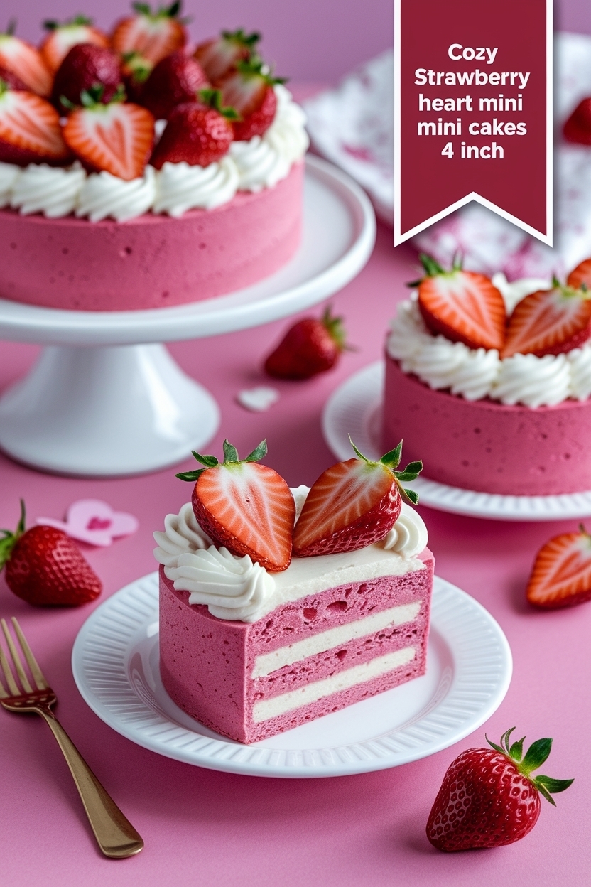 strawberry heart mini cakes 4 inch