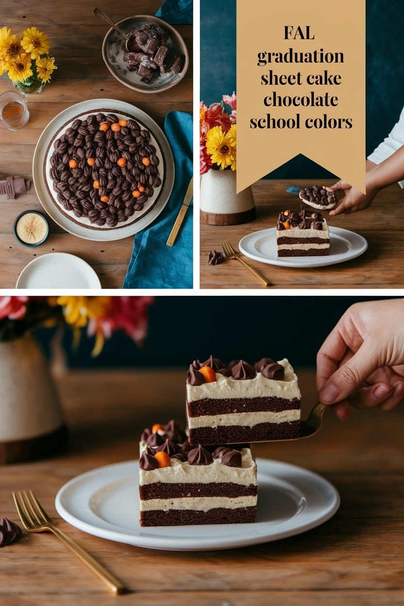 graduation sheet cake chocolate school colors