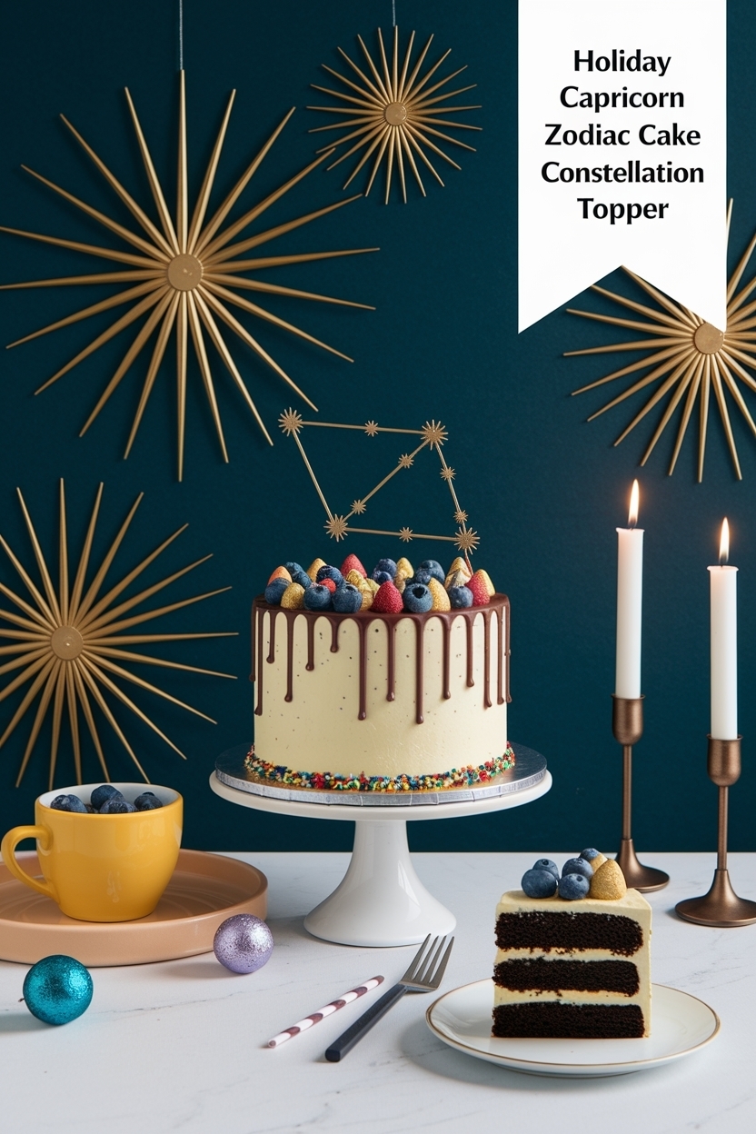 capricorn zodiac chocolate cake constellation topper
