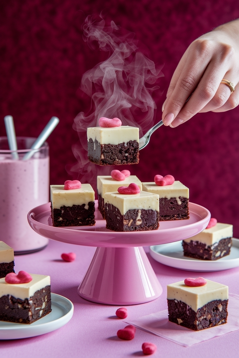 valentine brownie bites with ganache