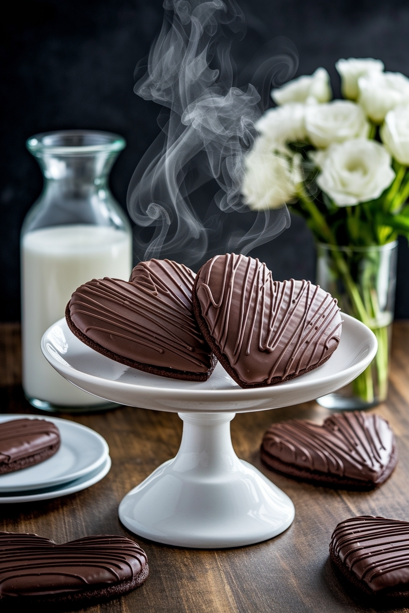 heart shaped chocolate sugar cookies