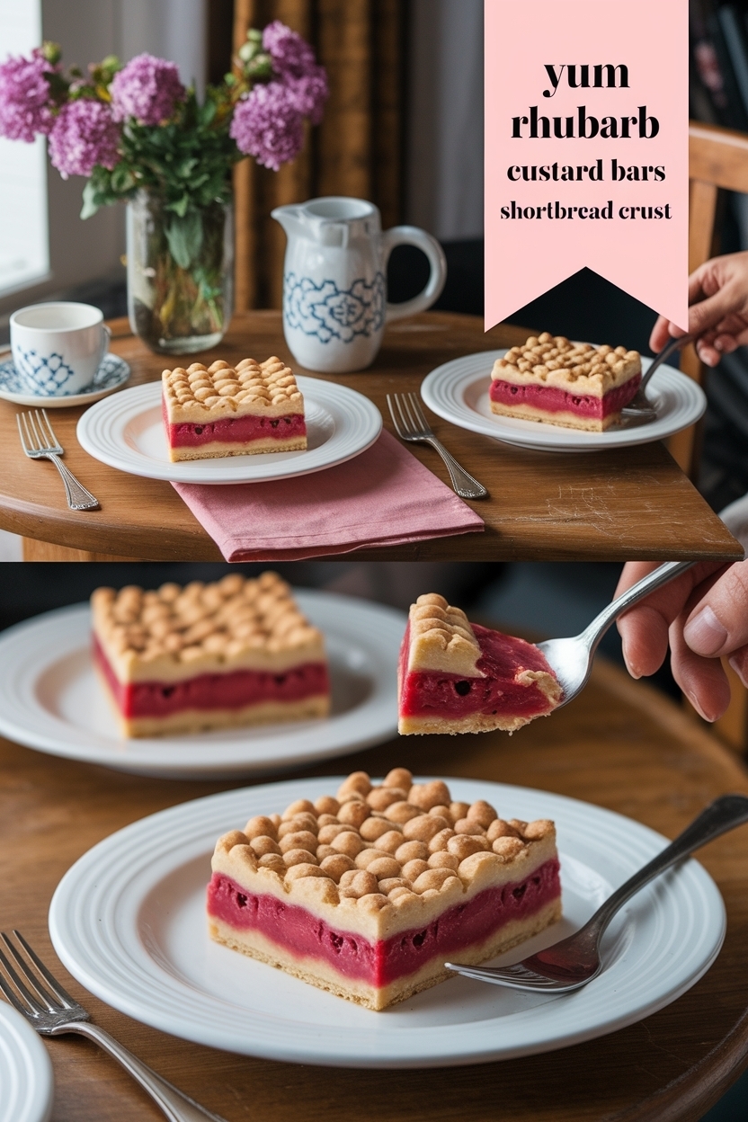 rhubarb custard bars shortbread crust