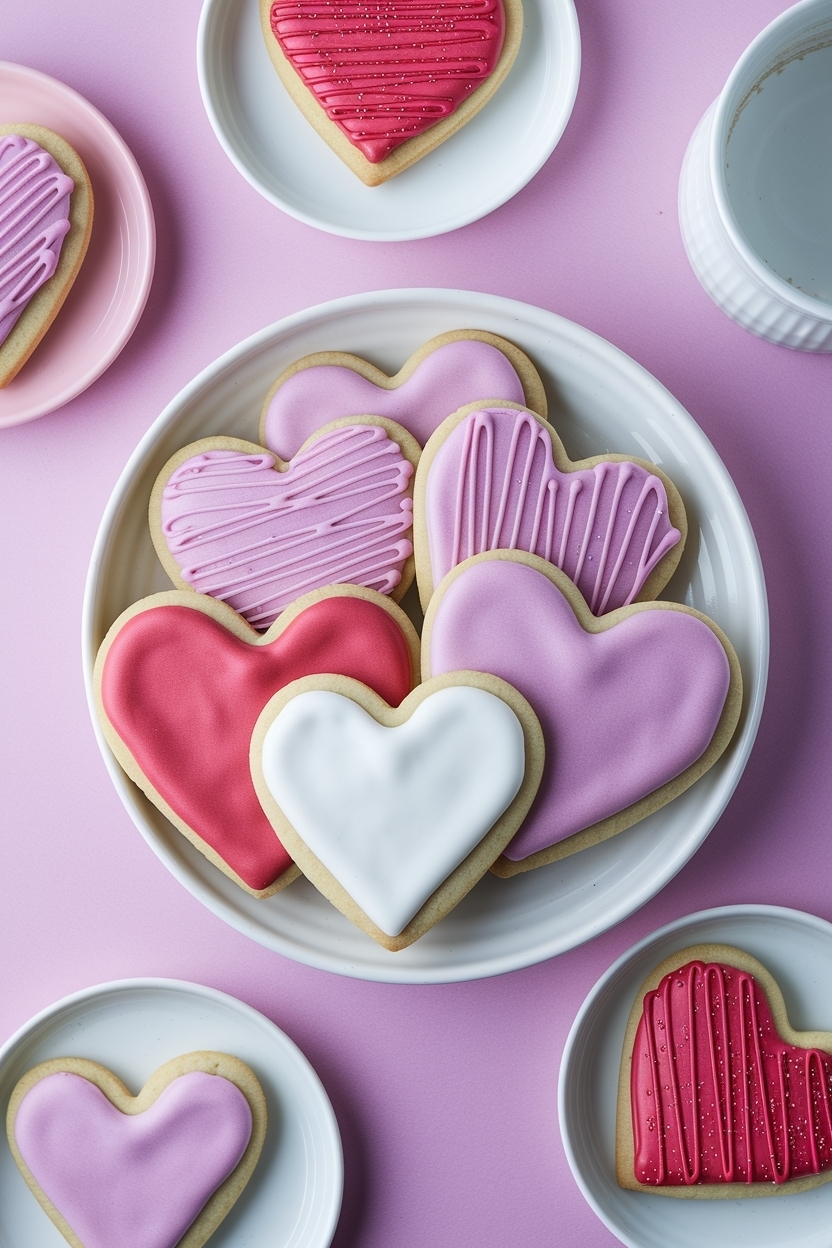 royal icing valentine heart sugar cookies